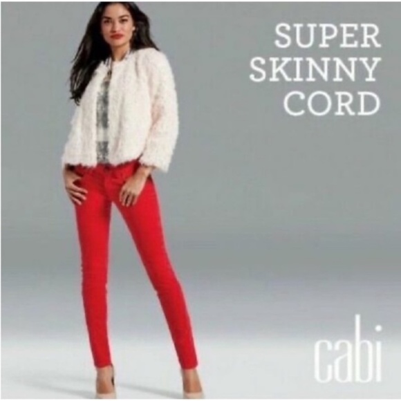 Cabi Skinny Jeans Women's Red Corduroy Straight Leg Pants Style #3136 Size 6 - Picture 2 of 8